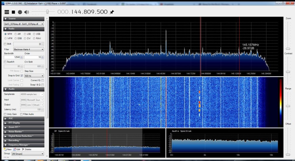 SDRplay beim Empfang von DB0MMO auf 144,455 MHz