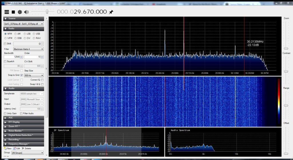 SDRplay auf 10m, DF0MOT bei 29,670 MHz