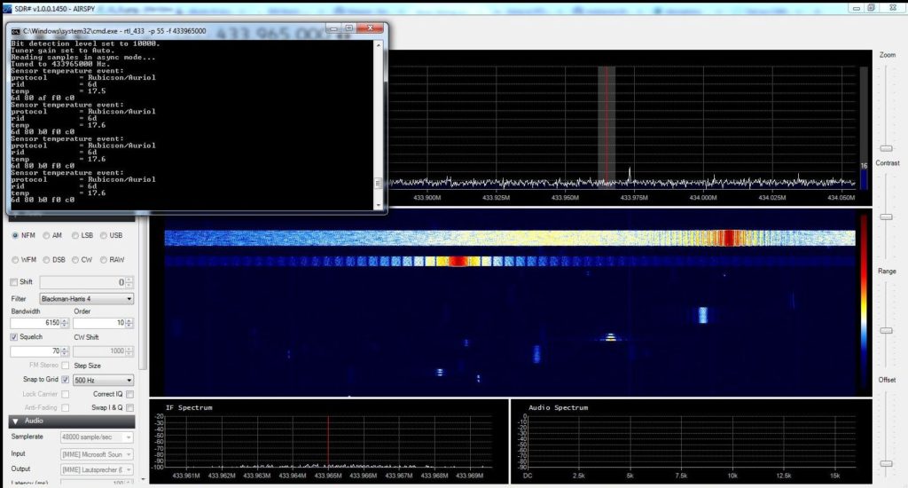 SDR# als SDR-Software, RTL_433 als Dekoder